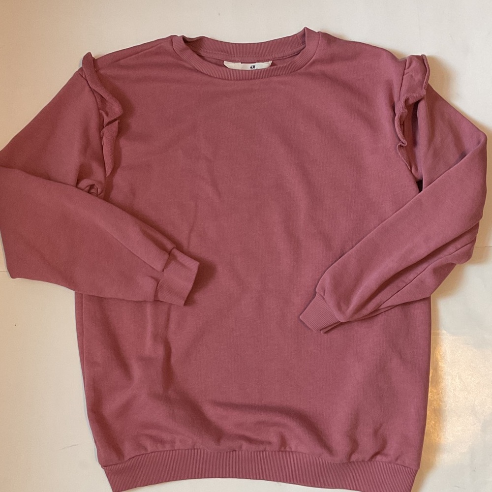 H&M Kids Pink Ruffle Terry Sweatshirt